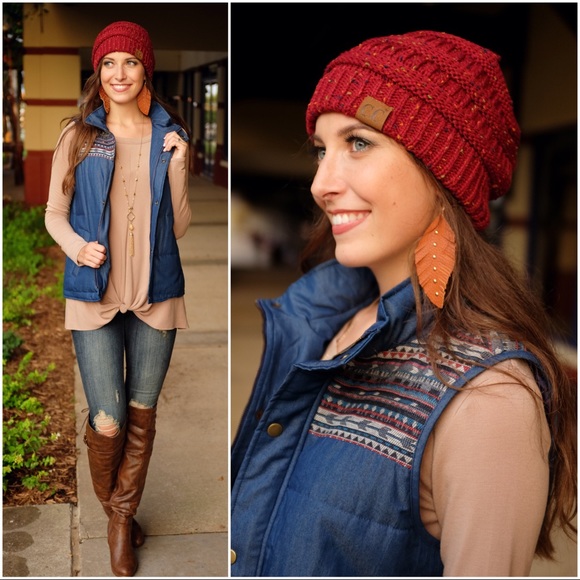 Burgundy Confetti CC Beanie - Picture 6 of 6